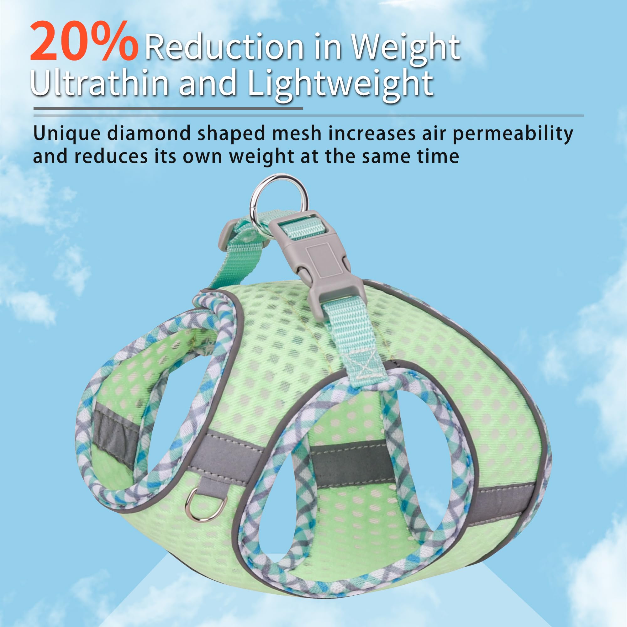 Joypaws Summer Soft Dog Harness And Leash Set,Ultra Thin Breathable Diamond Mesh, Step In Adjustable Dog Harness With Padded Ves
